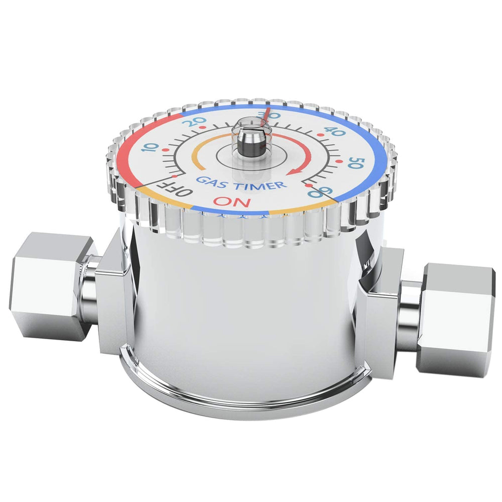 VFLAG front view of gas safety timer valve showing compact body and dial benefit safe control
