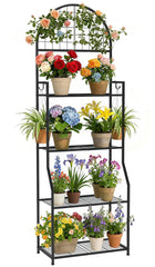 VGMiu front view of 4 tier plant stand showing organized pots and vertical space benefit