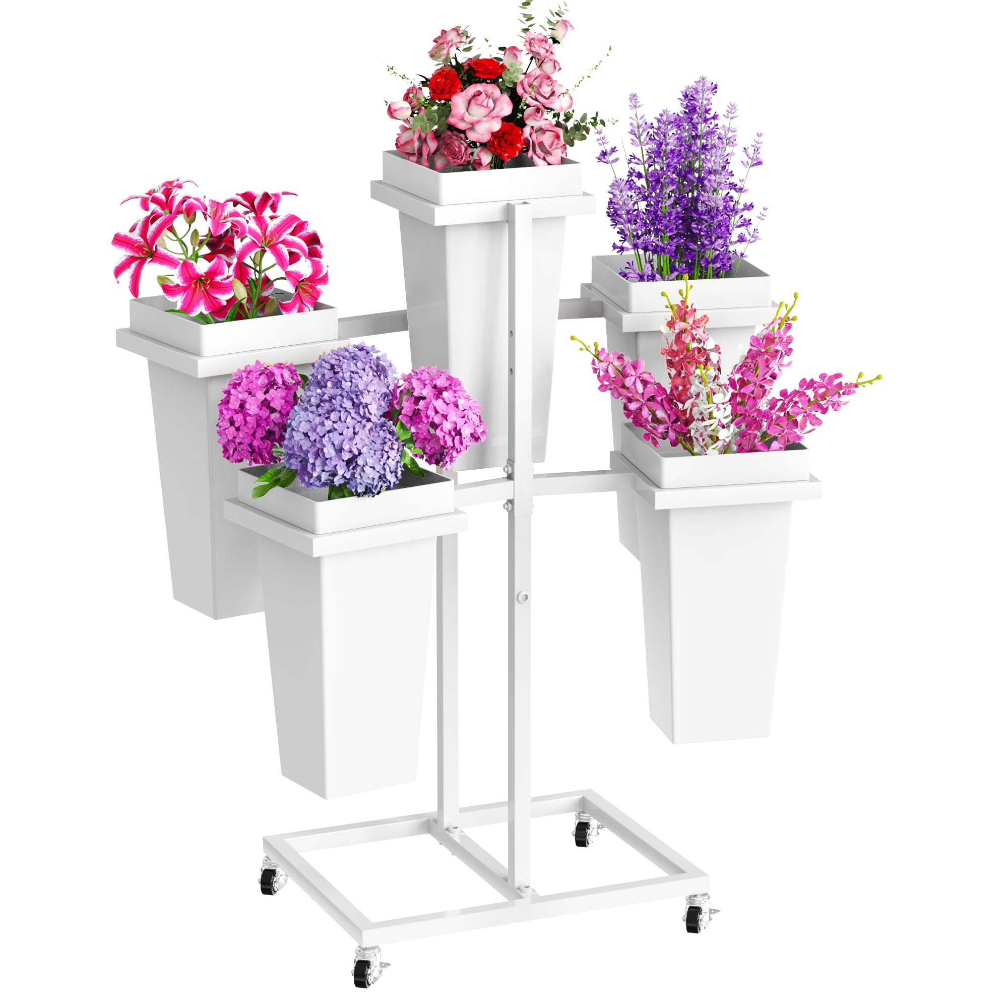 VGMiu metal flower cart front view showing organized display and tidy presentation