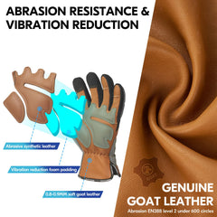 Vgo... close-up of goat leather palm highlighting grip and breathable comfort