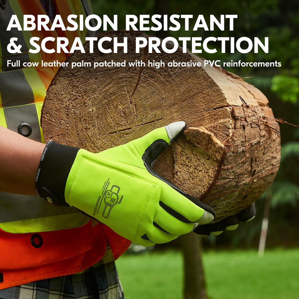 Vgo gloves in use during logging to protect hands while maintaining dexterity