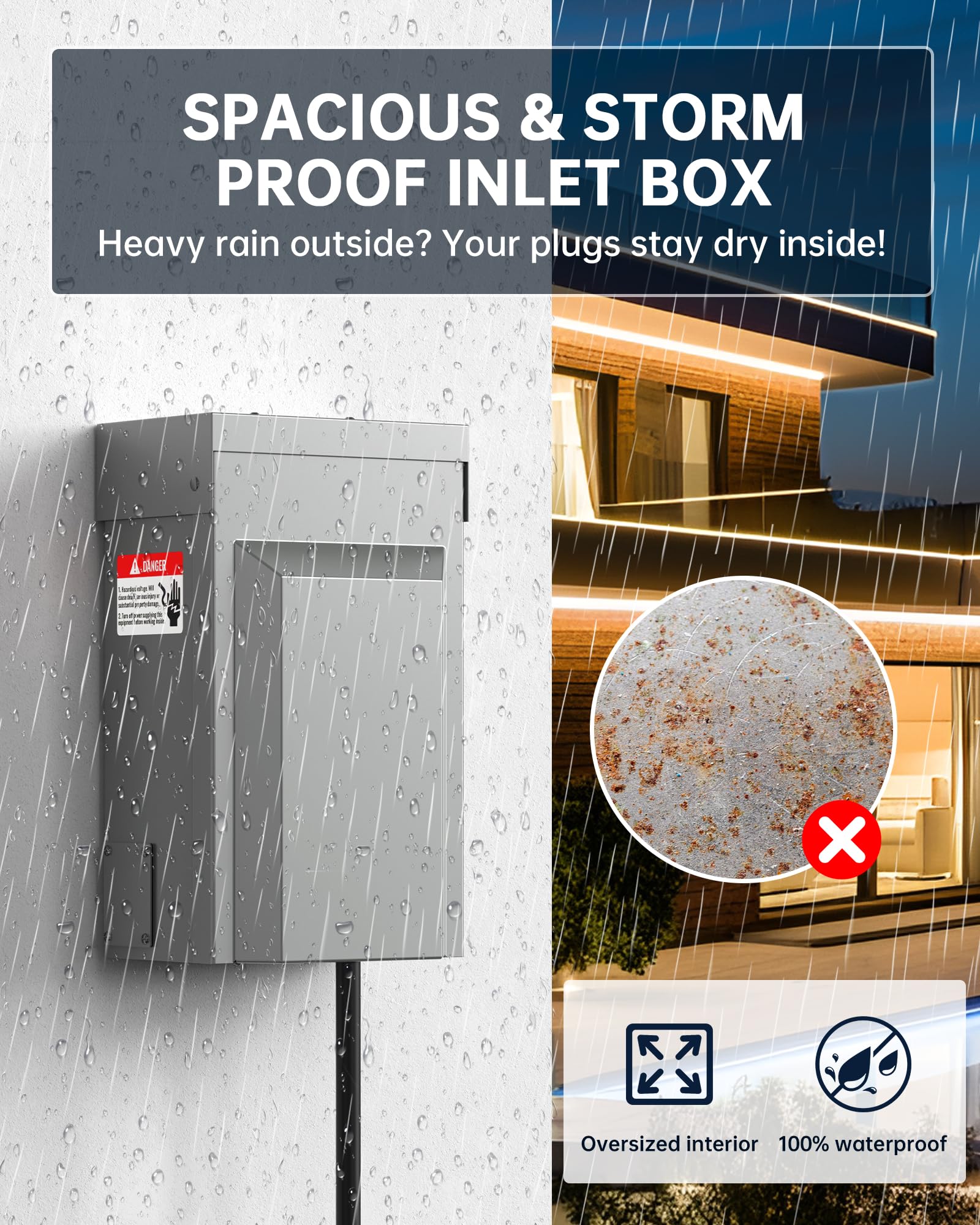 vhbw inlet box side ports detail showing multiple conduit entries for flexible installation options
