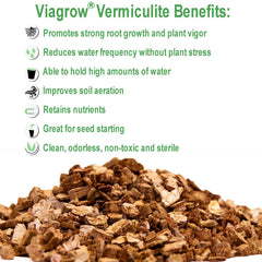 Viagrow vermiculite coarse texture close-up demonstrating moisture retention benefit