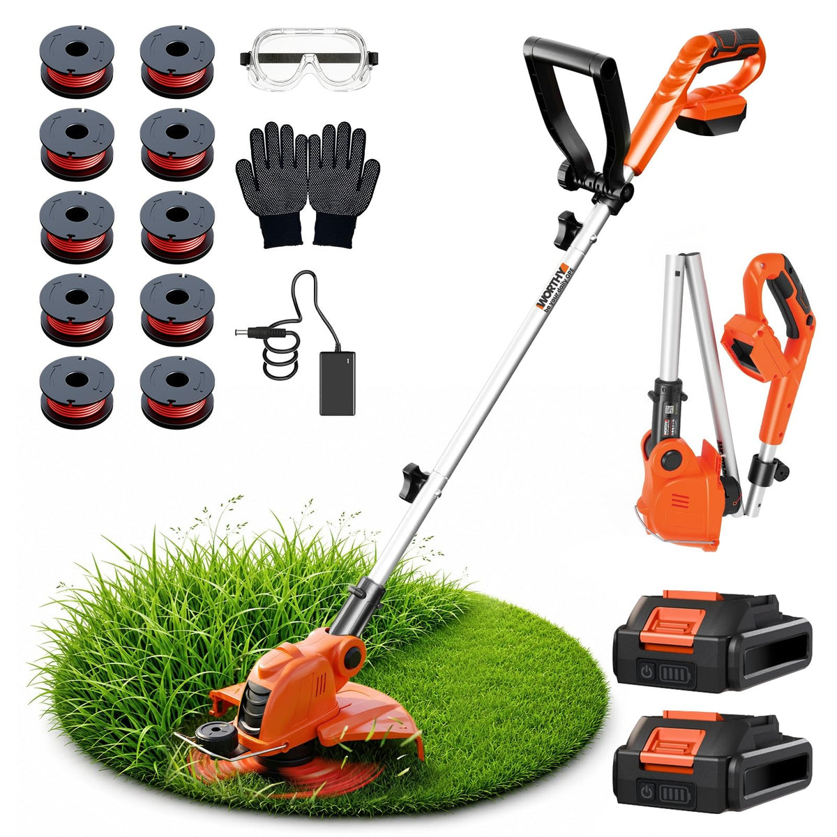 VIBOGEN front view of packaged electric string trimmer showing ready-to-use benefits