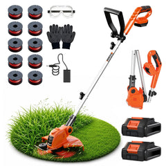 VIBOGEN front view of packaged electric string trimmer showing ready-to-use benefits