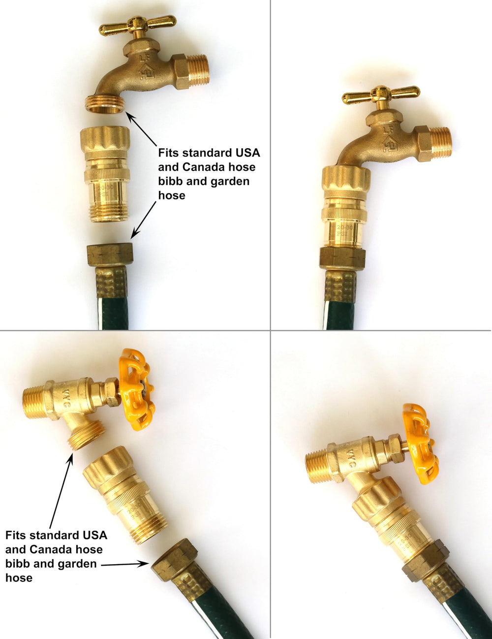 Vibrant Yard Co. regulator installed on garden hose illustrating easy integration with timers and soaker hoses