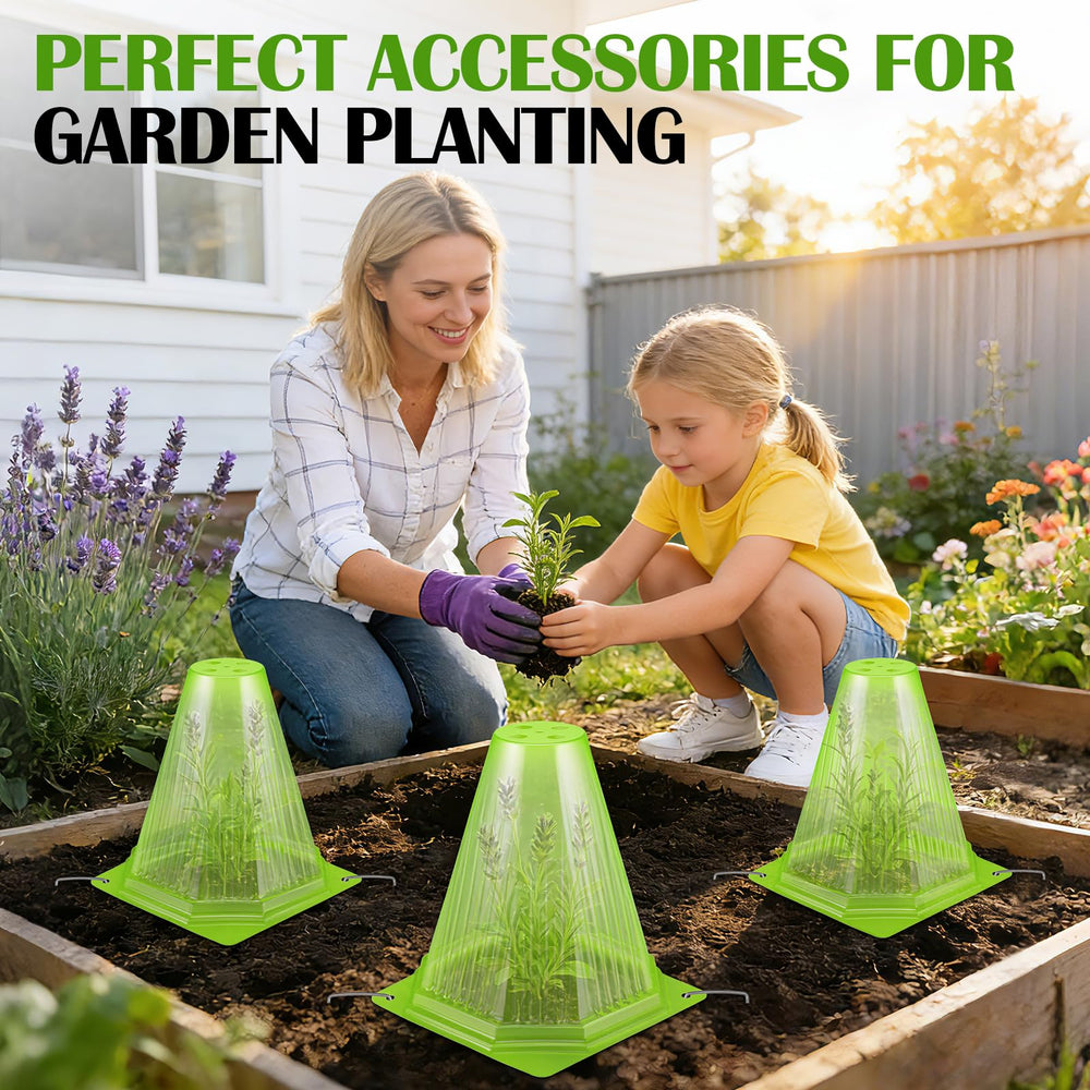 VICAMB pack of stacked cloches and stakes showing storage convenience and reusability benefit
