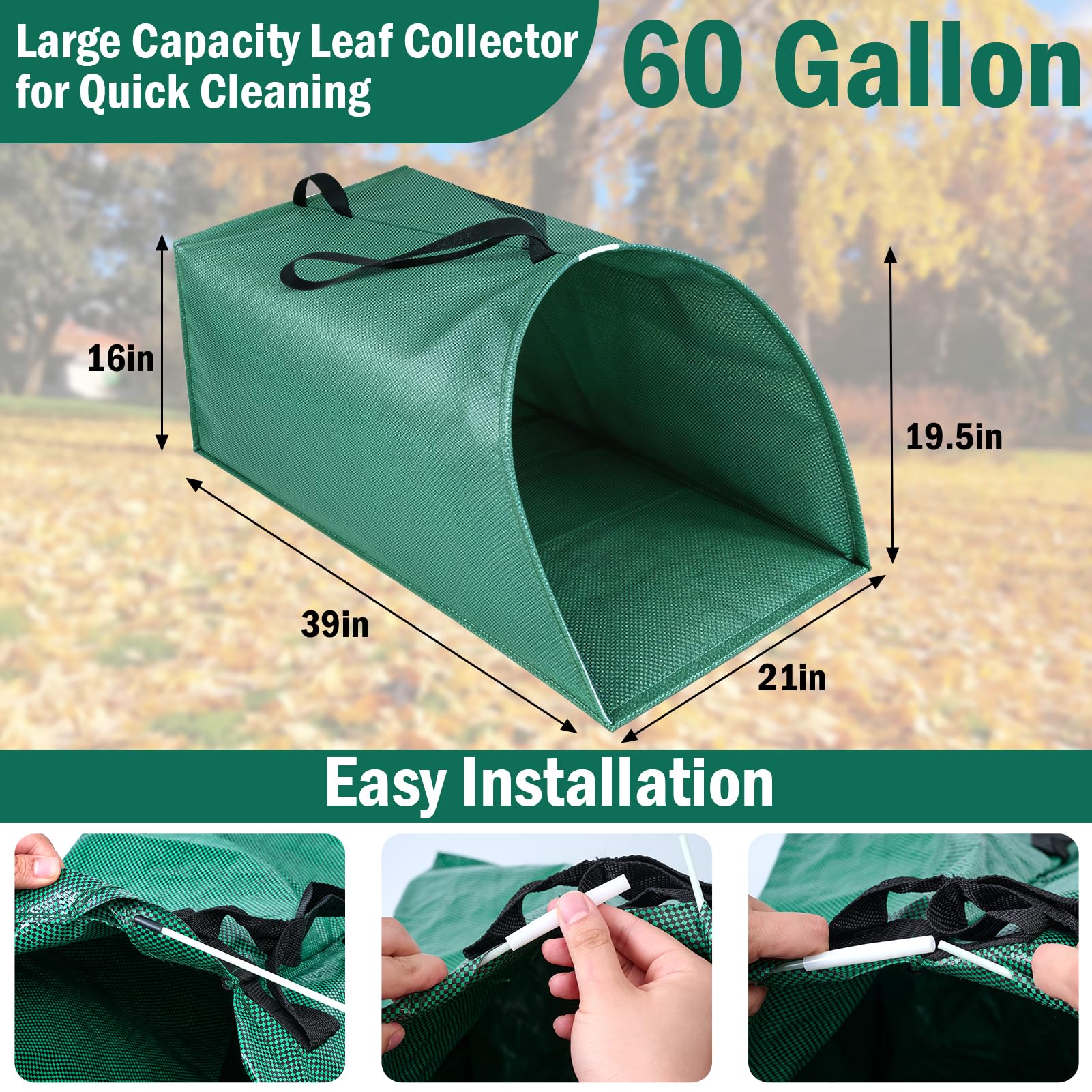 vicamb dustpan-style opening being scooped under leaves for reduced bending