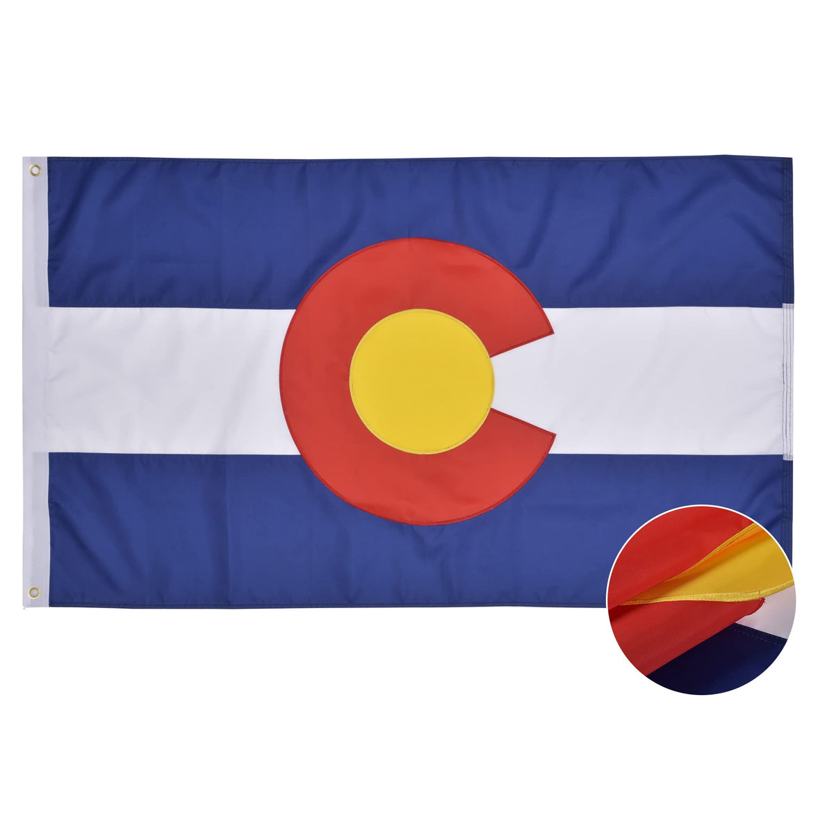 VICDRIA Colorado flag front view showing vibrant colors and crisp emblem for clear display