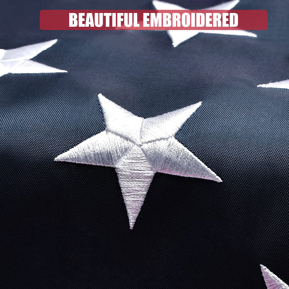 VICDRIA embroidered stars closeup demonstrating durable detailing