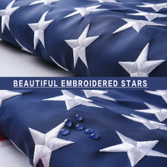 VICDRIA close-up of embroidered stars showing durable stitching and long-lasting detail