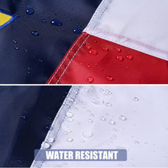 VICDRIA flag flying on a home pole demonstrating wind resistance and visibility