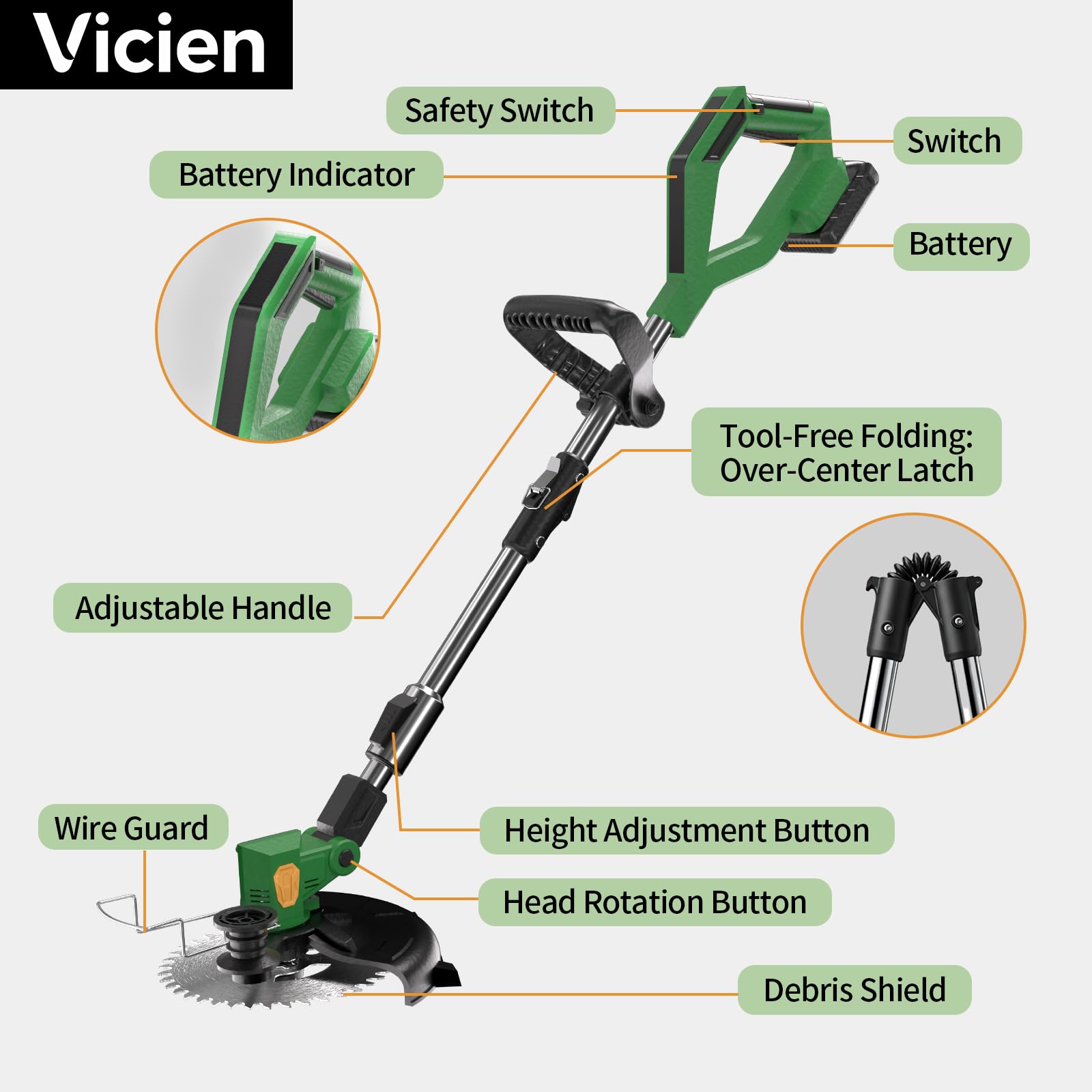 Vicien cutting through thick branch demonstrating power and clean cut