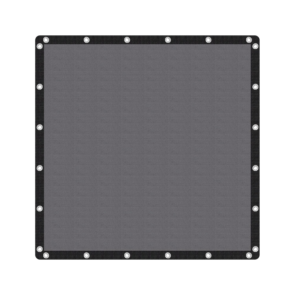 VICLLAX front view of 10x10 grey shade cloth showing clean finish and size benefit