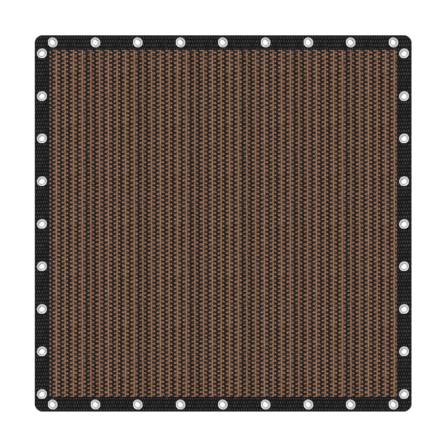 VICLLAX front view of 12x12 mocha shade cloth showing compact fold and label benefit