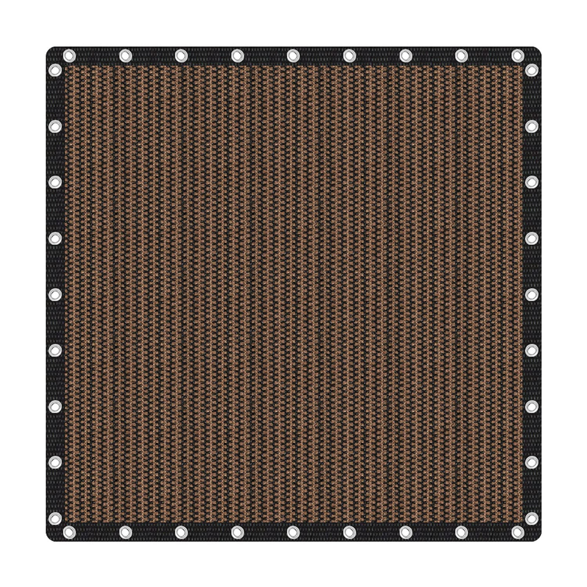 VICLLAX front view of 12x12 mocha shade cloth showing compact fold and label benefit