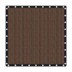 VICLLAX front view of 12x12 mocha shade cloth showing compact fold and label benefit