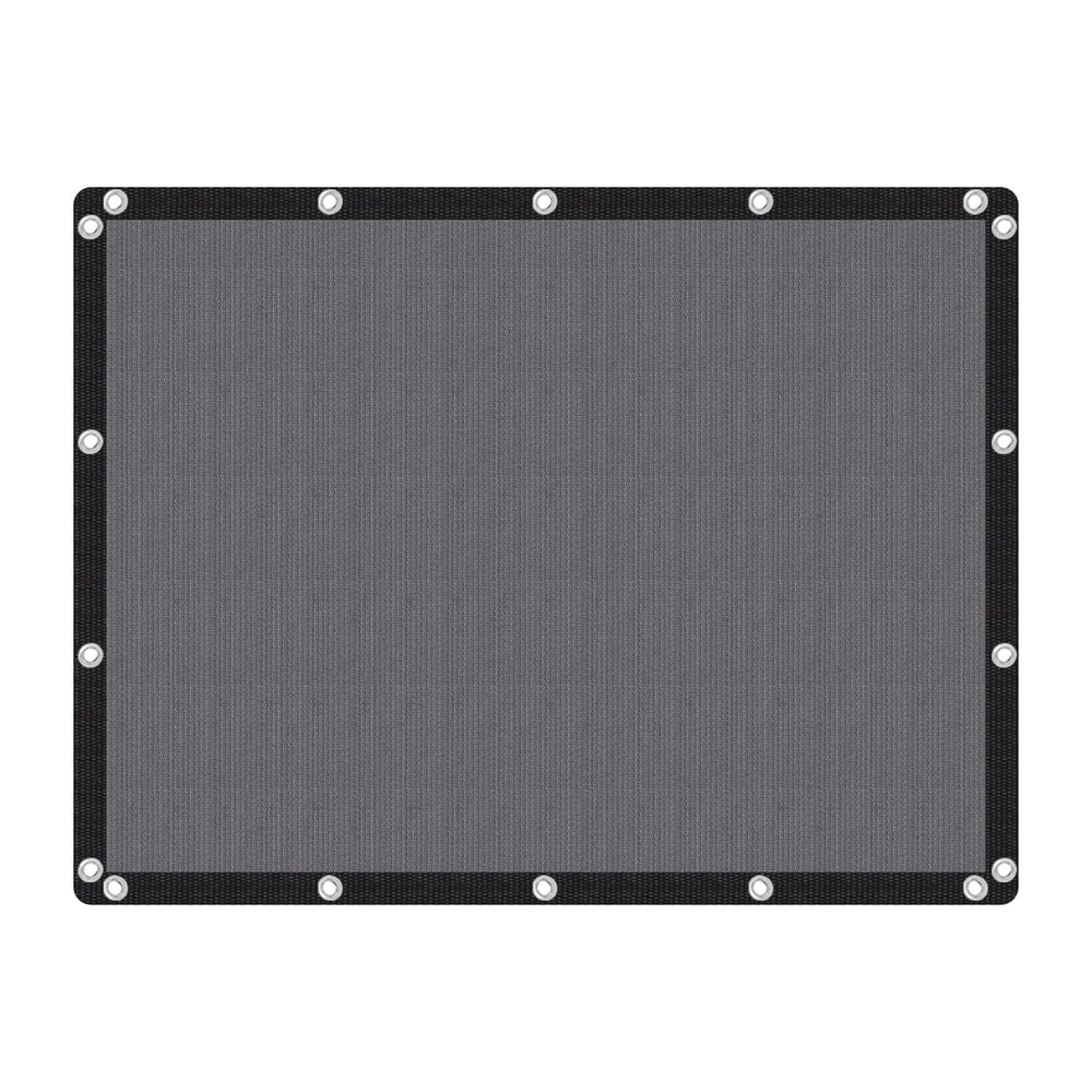 VICLLAX front view of 6x8 grey shade cloth showing size and finish for clear choice