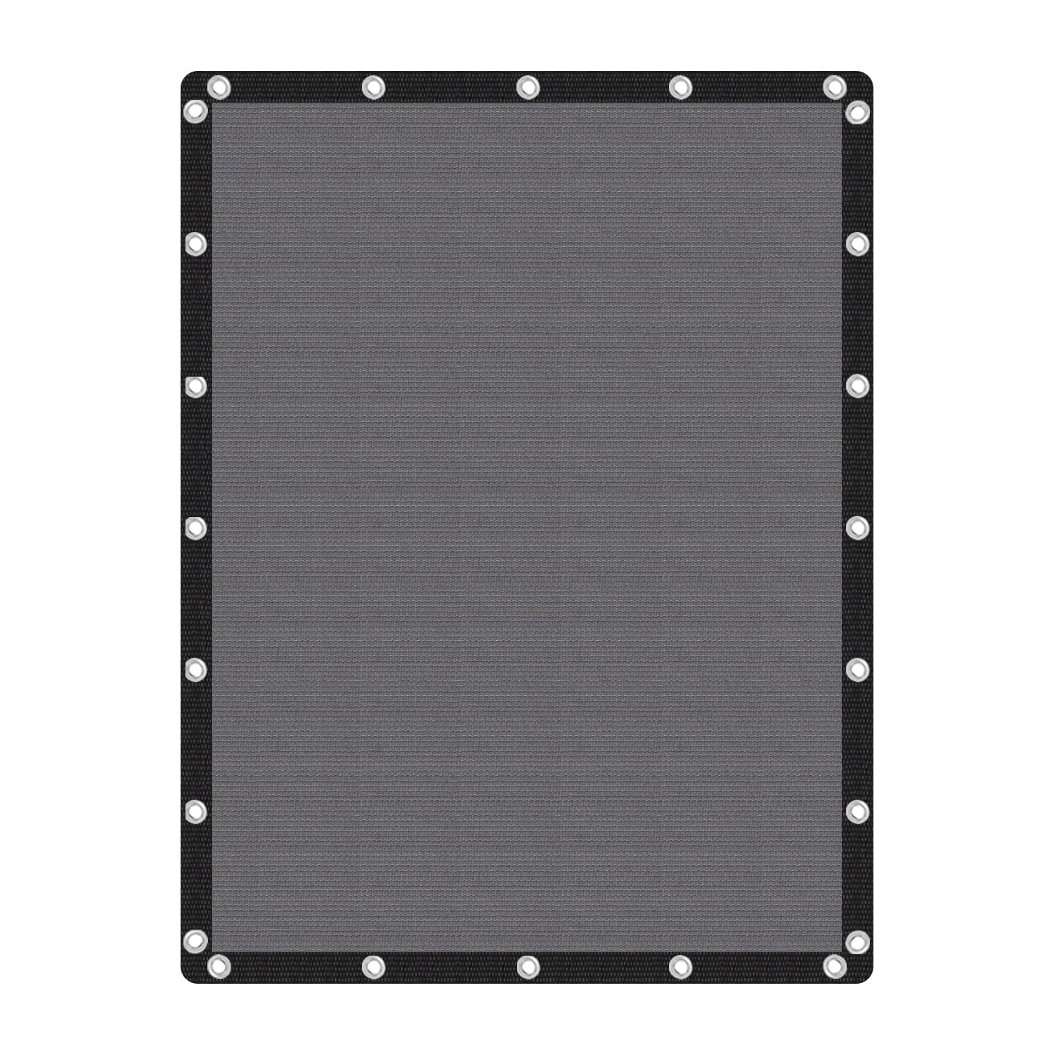 VICLLAX front view of 8x12 grey shade cloth showing full panel and fit benefits