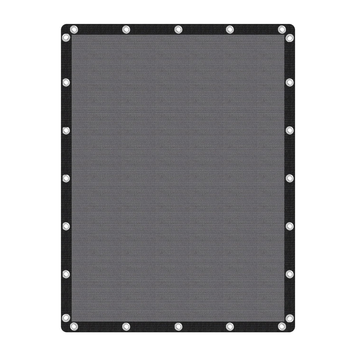 VICLLAX front view of 8x12 grey shade cloth showing full panel and fit benefits