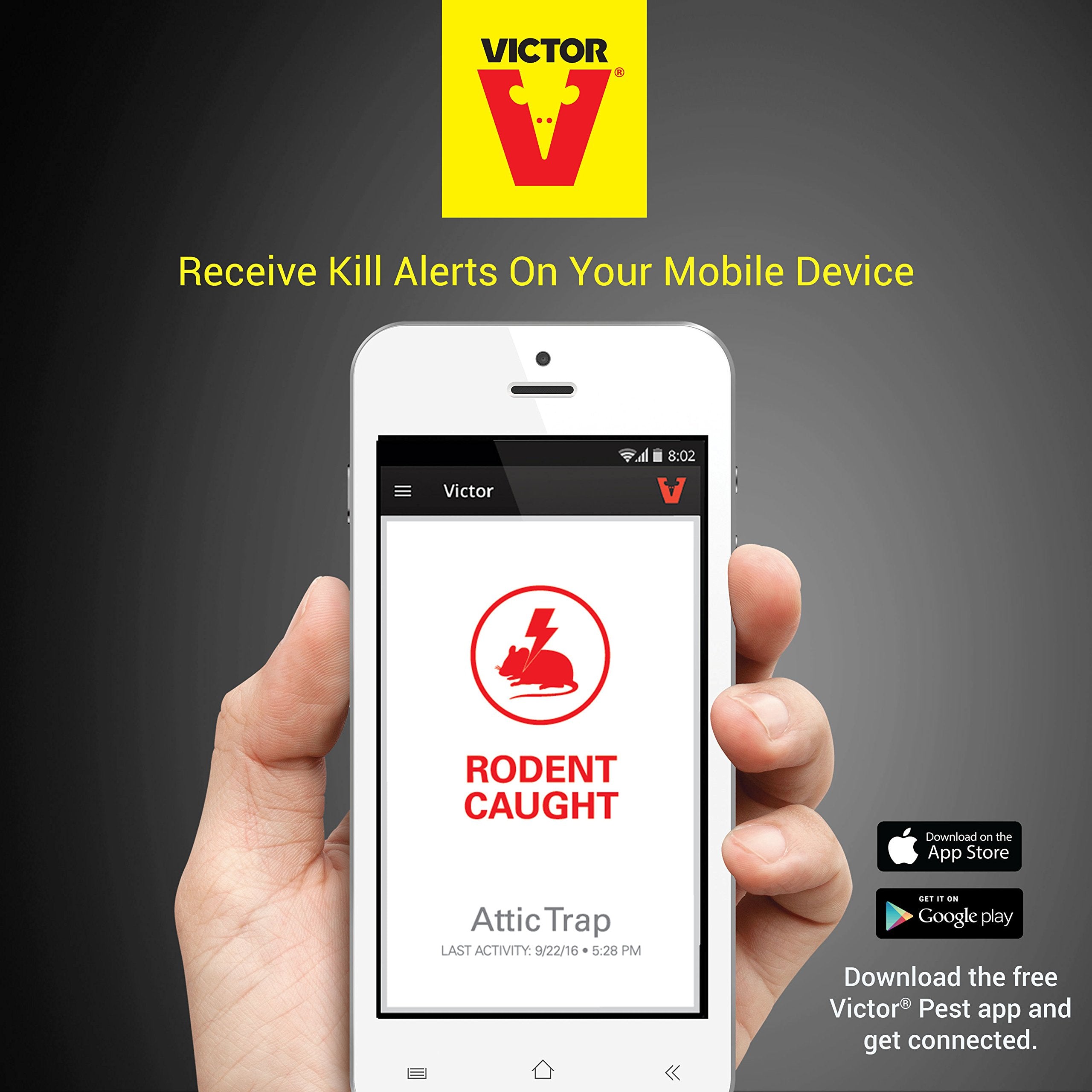 Victor app notification screenshot showing instant catch alerts benefit