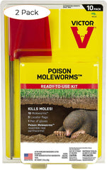 Victor front packaging showing yellow moleworms and clear labeling for effective placement