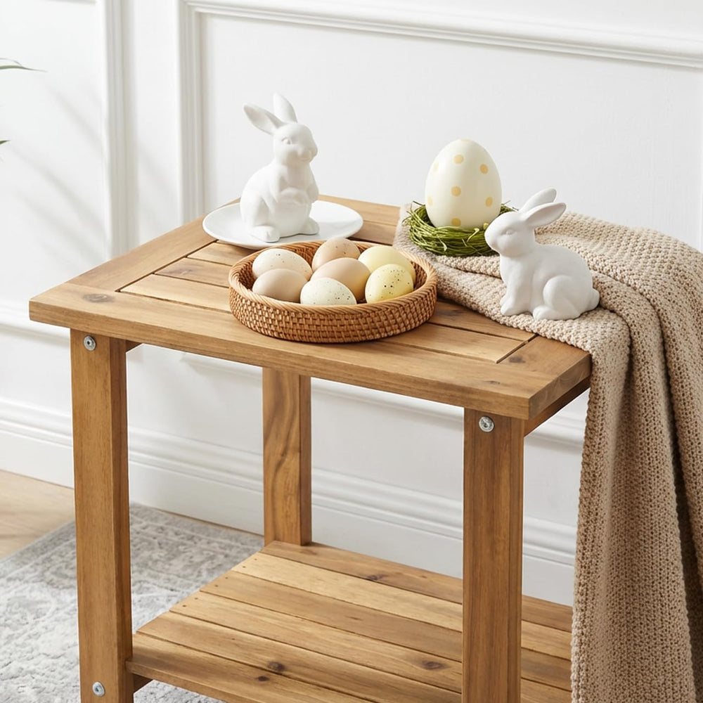 VICTORY RELAX close-up of acacia grain highlighting durable natural texture and appeal