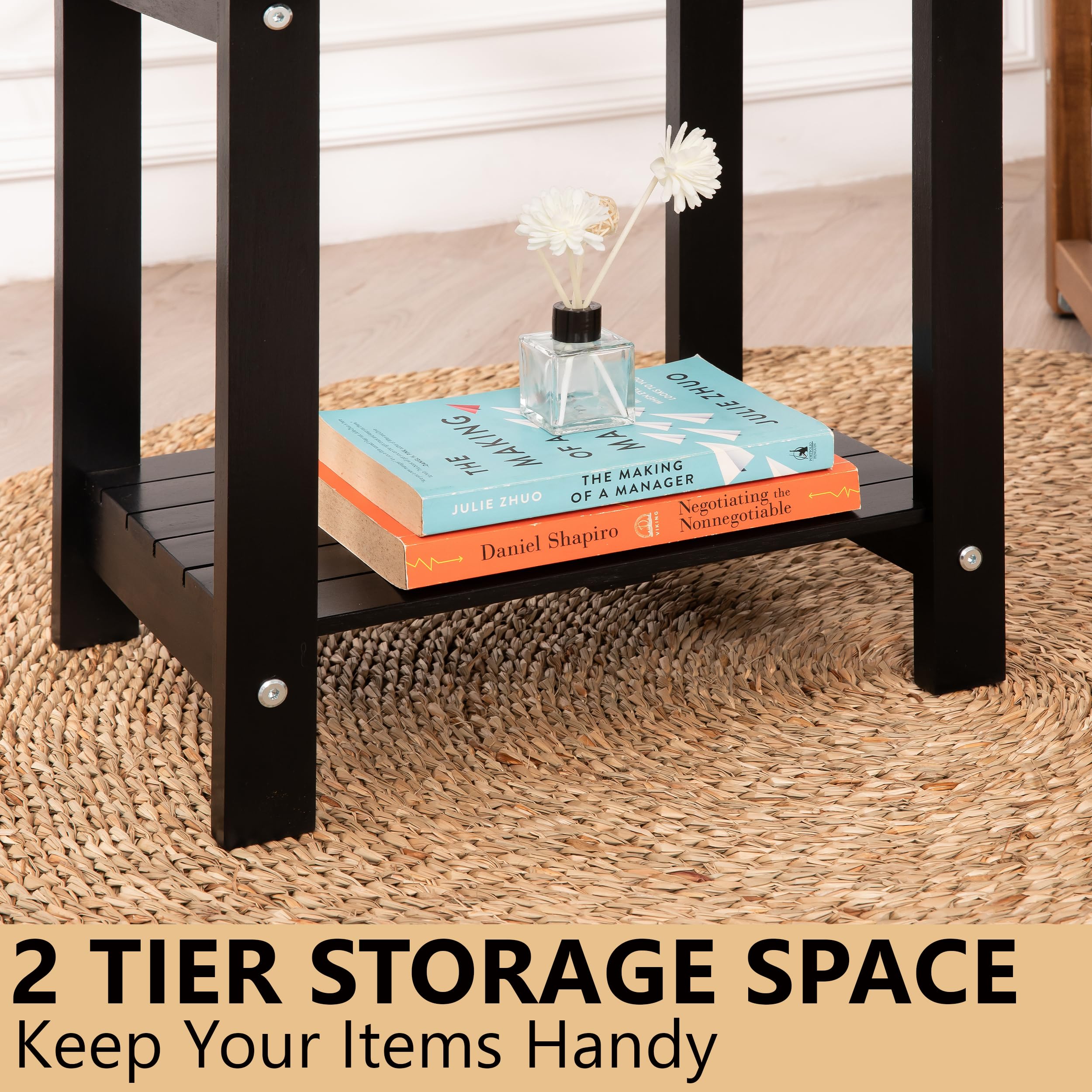 VICTORY RELAX beside chair for scale showing compact footprint and space-saving fit