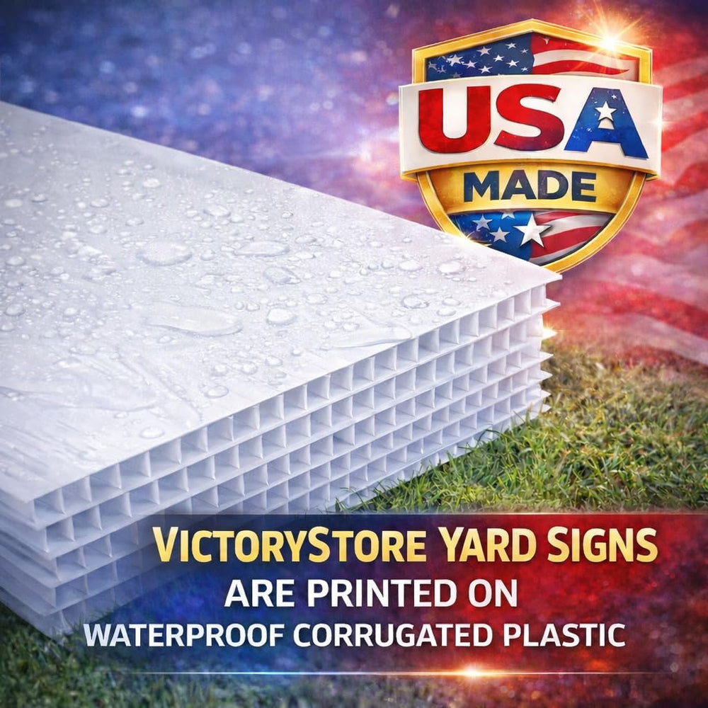 VictoryStore label and stake detail highlighting weather-resistant materials
