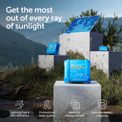 Victron Energy BlueSolar terminales y conexiones claras para instalación segura