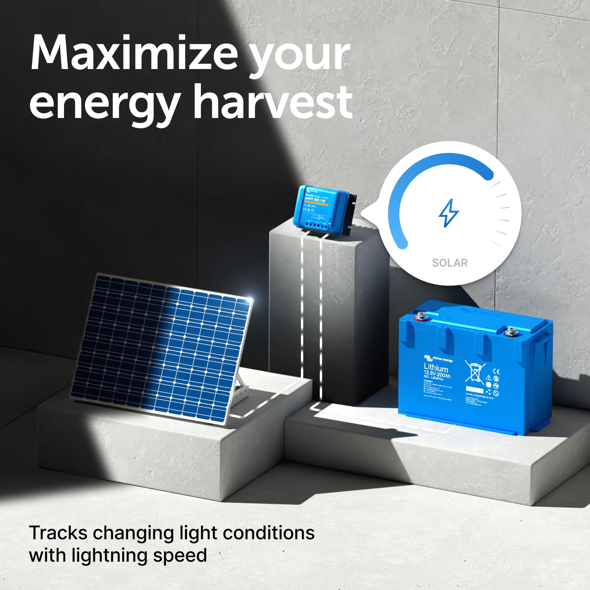 Victron Energy BlueSolar wiring diagram visualizing correct connections and simplified setup benefit