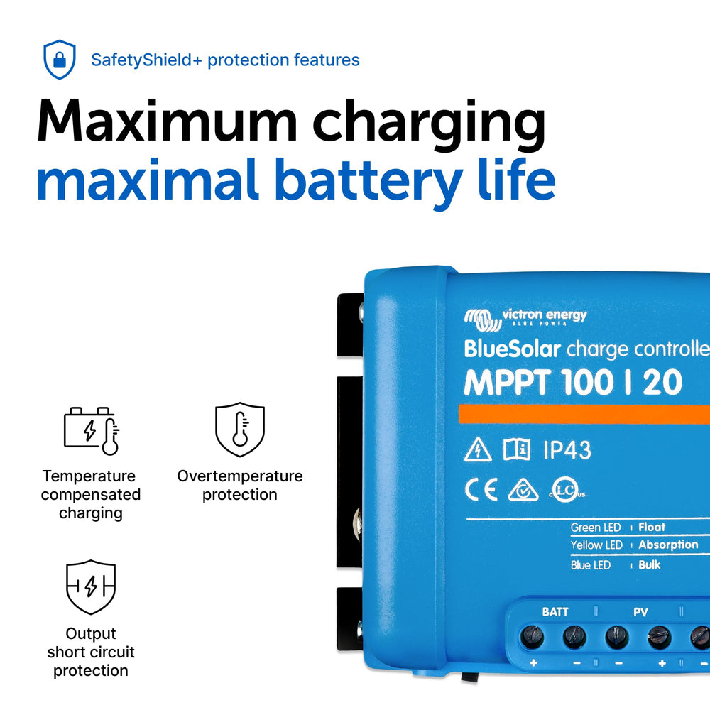 Victron Energy BlueSolar with Bluetooth dongle illustrating optional remote monitoring benefit