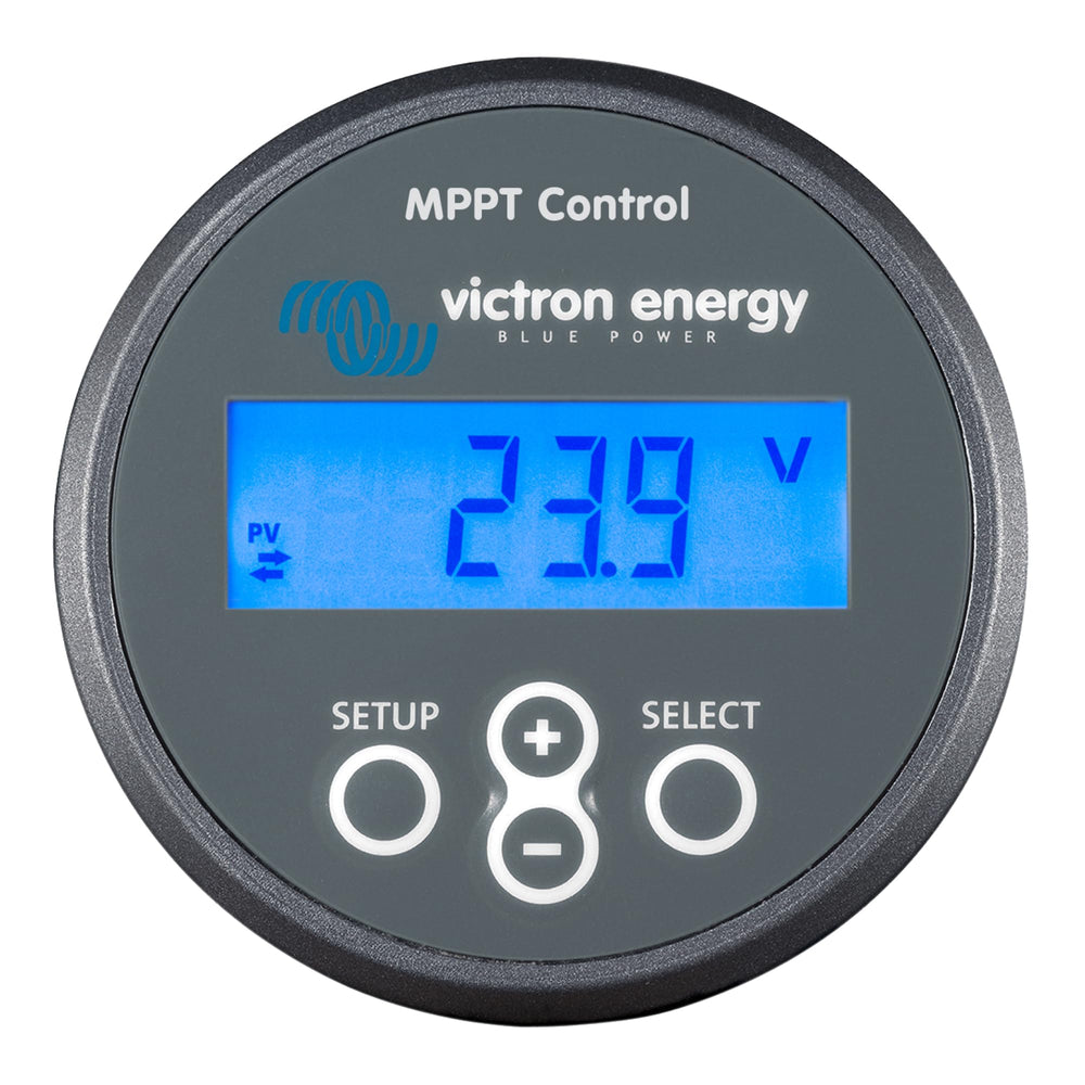 Victron Energy front panel showing display and quick configuration for faster setup