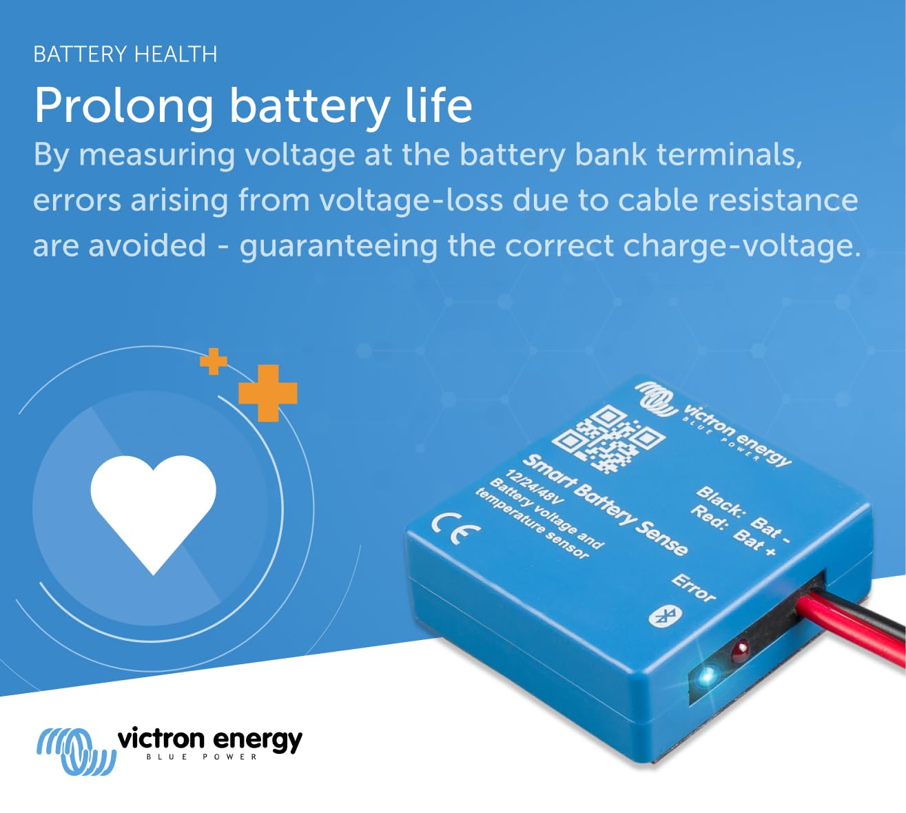 Victron Energy sensor in system with MPPT solar charger, enabling improved charging efficiency