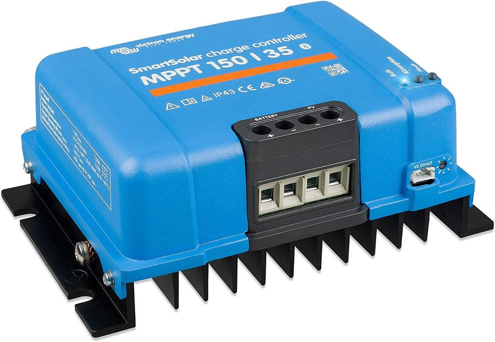 Victron Energy controller installed on DIN rail within electrical enclosure for reliable system integration benefit