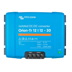 Victron Energy Orion-Tr front panel showing robust housing and model label for easy identification and reliability