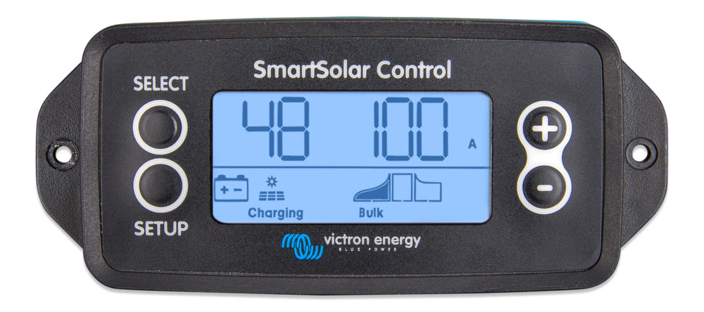 Victron Energy control display front view showing clear readout, simplifies setup