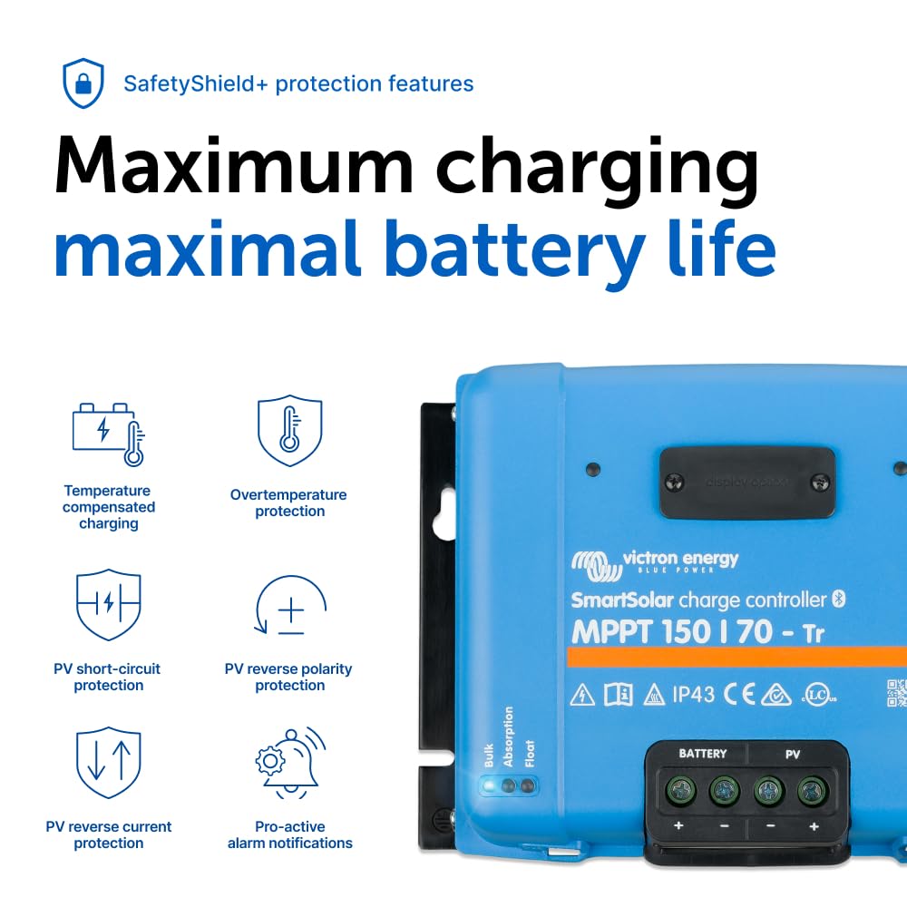 Victron SmartSolar connected to battery system showing optimized charging benefit