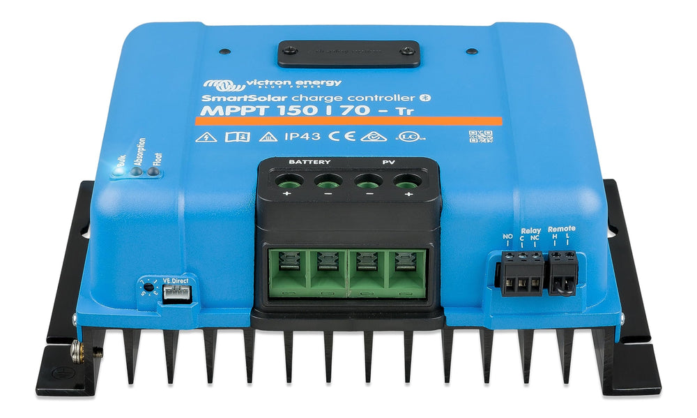 Victron SmartSolar display and LEDs indicating status for quick system checks