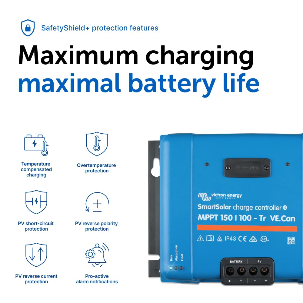 Victron Energy two synchronized controllers installed for balanced charging