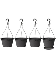 VIDELLY front view of four dark gray hanging planters, stylish display benefit