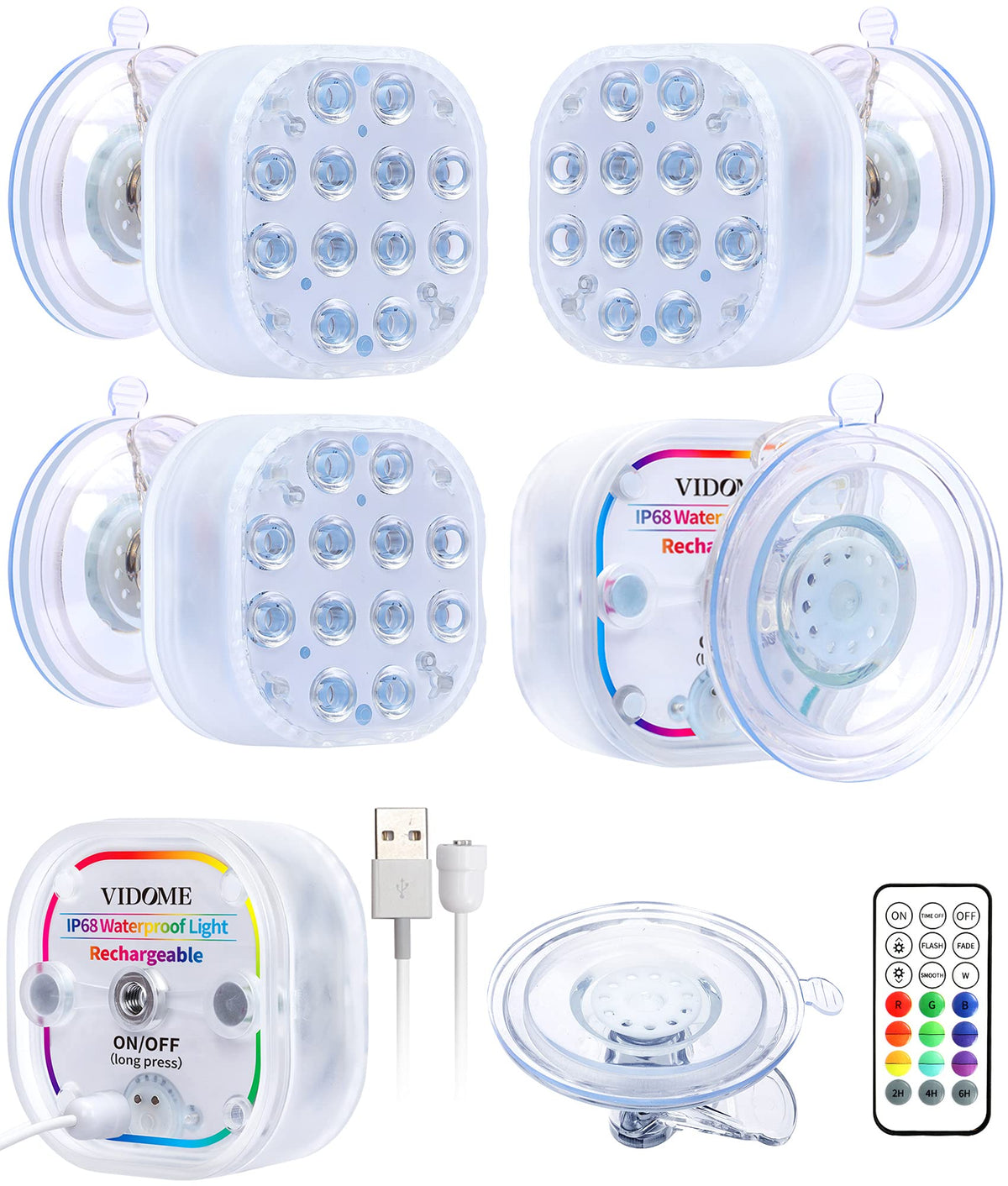 VIDOME front view with remote showing color control benefits