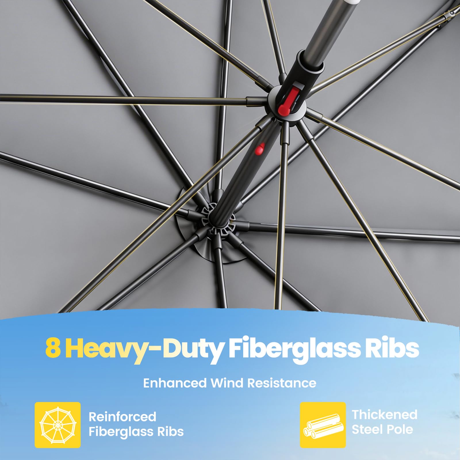 Vidoya tilt mechanism and pole buttons for easy angle control