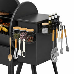 viespe front view mounted on Traeger showing organized grill space and easy access