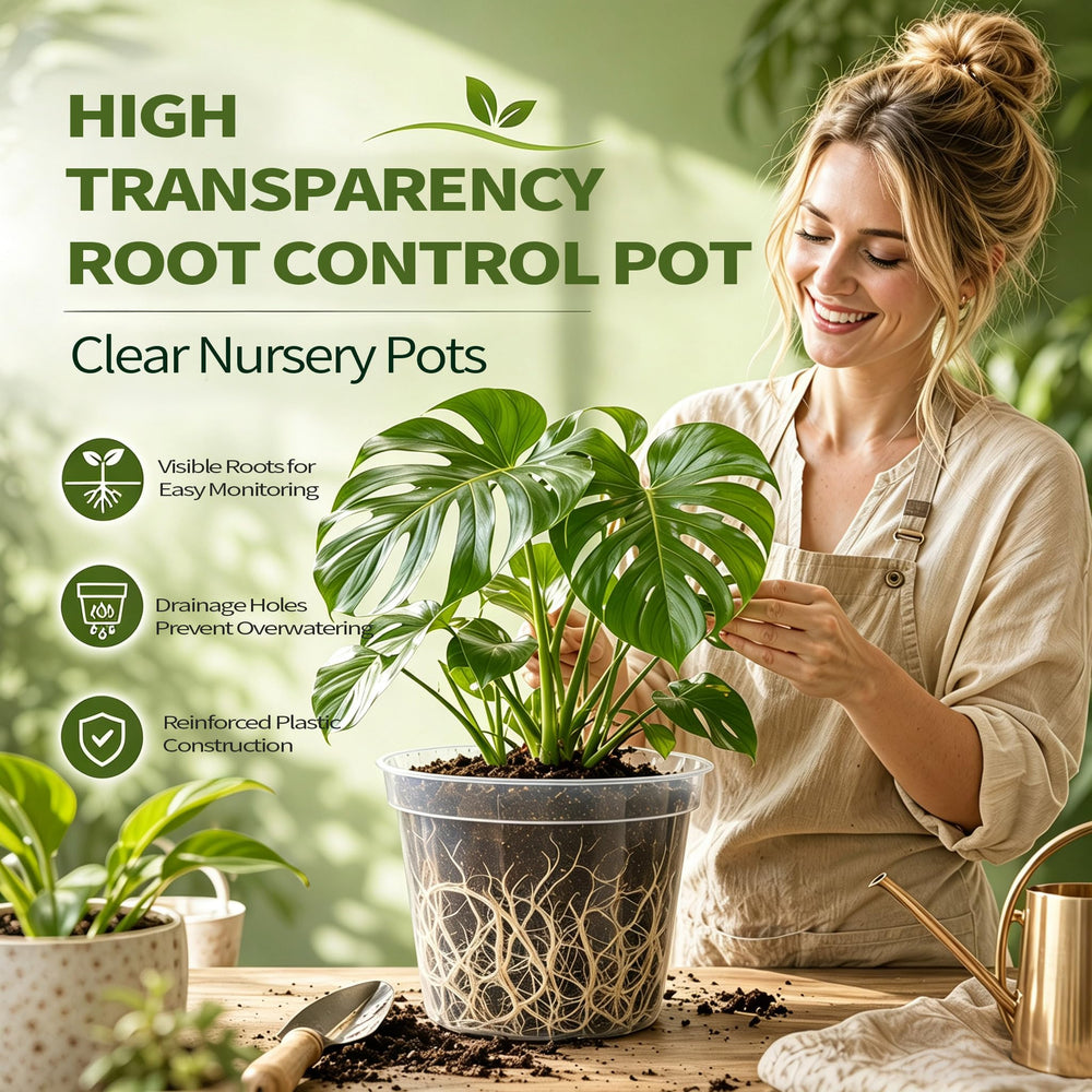 VIGORTIES close-up of transparent pot wall for quick root and moisture checks