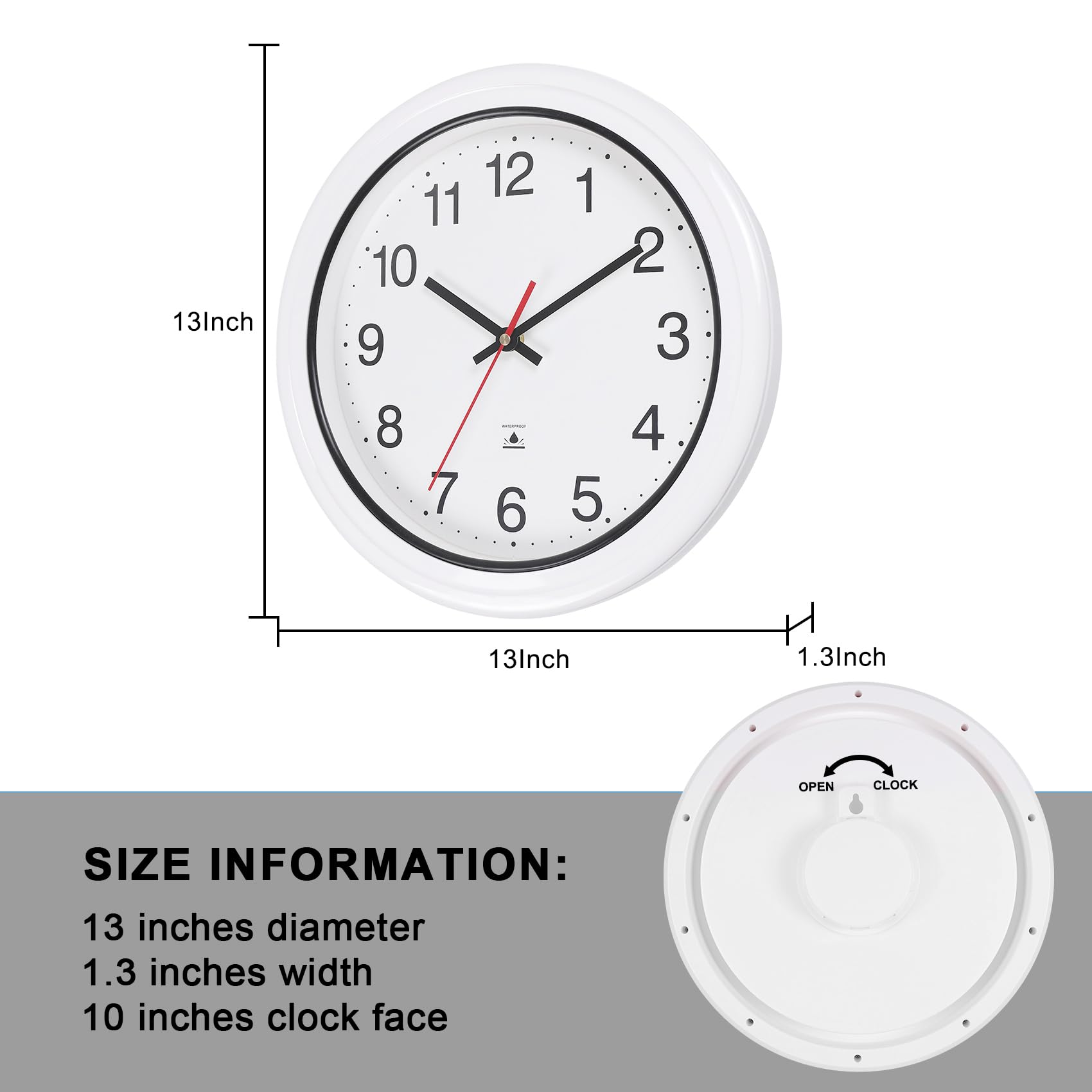 Vigorwise close-up of bold black numerals and hands for quick time checking