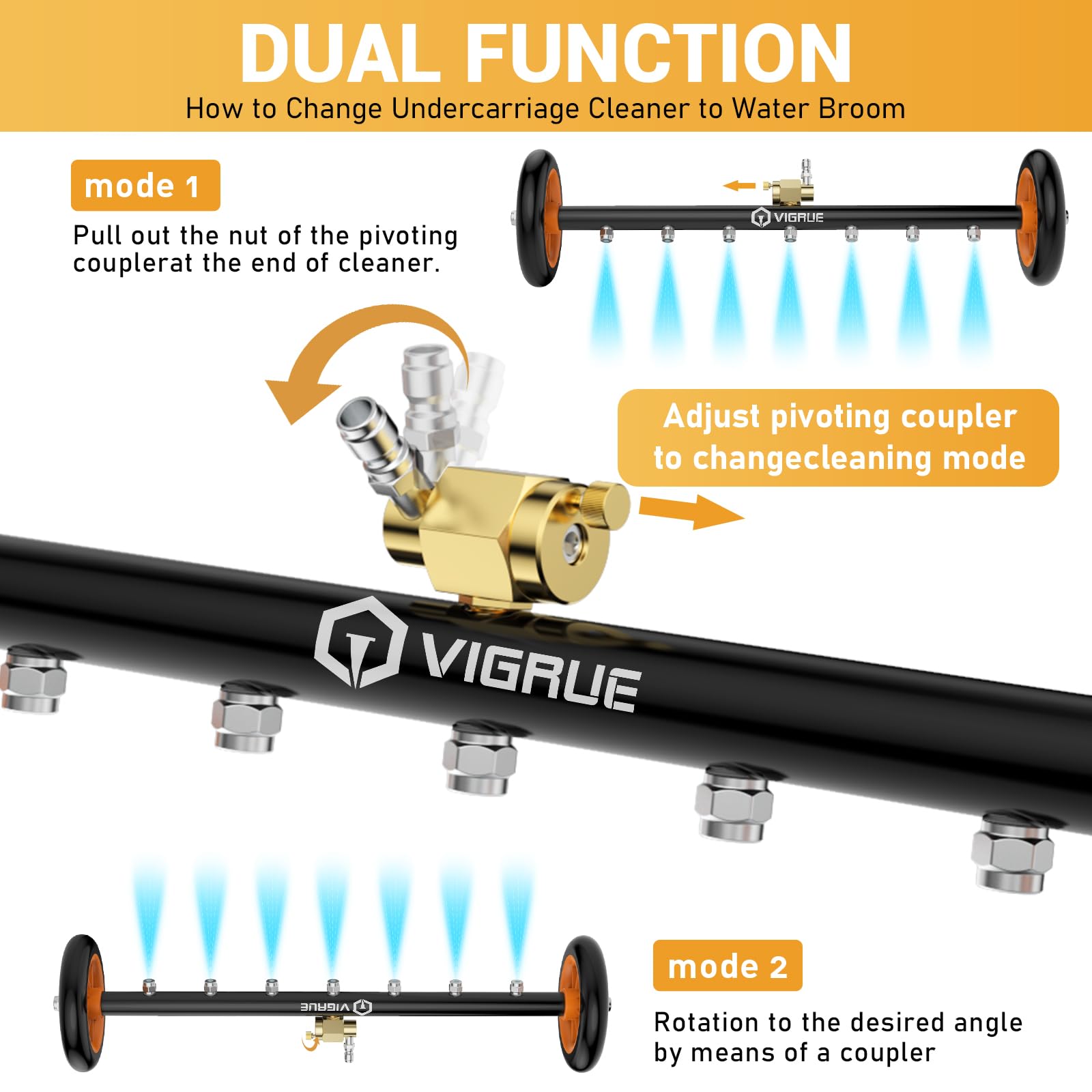 VIGRUE undercarriage mode in use cleaning a truck chassis for safer maintenance