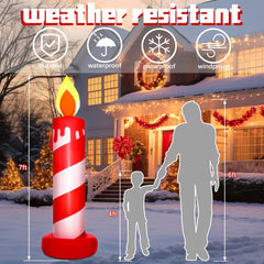 VIHOSE glowing candy cane candles at night providing warm holiday illumination
