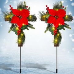 VIHOSE front view of solar cross stake showing decoration and LED glow benefit
