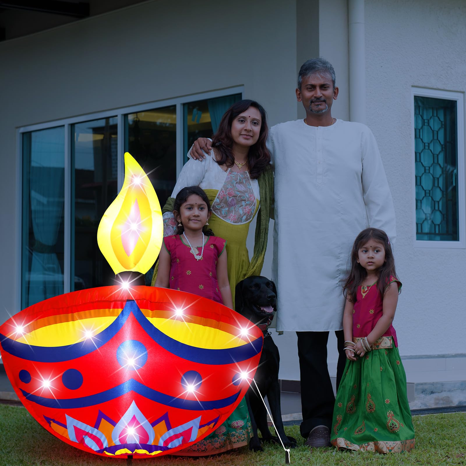 VIHOSE diya glowing at night creating a bright festive focal point